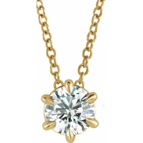 Lab Grown Diamond Necklace in 14 Karat Yellow Gold 0.50 Carat Lab Grown Diamond Solitaire 16 inch Necklace