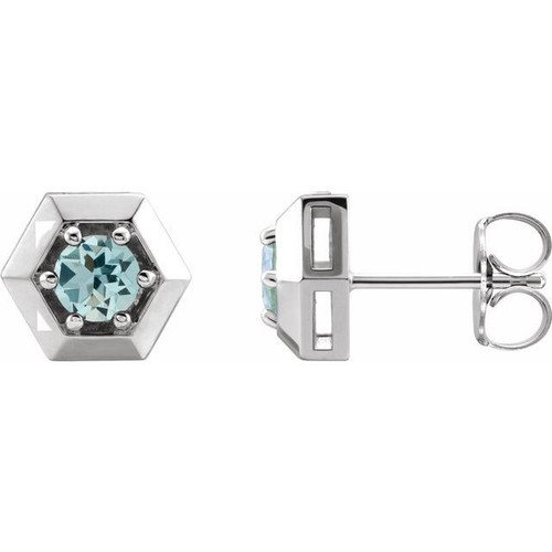 Platinum Aquamarine Geometric Earrings