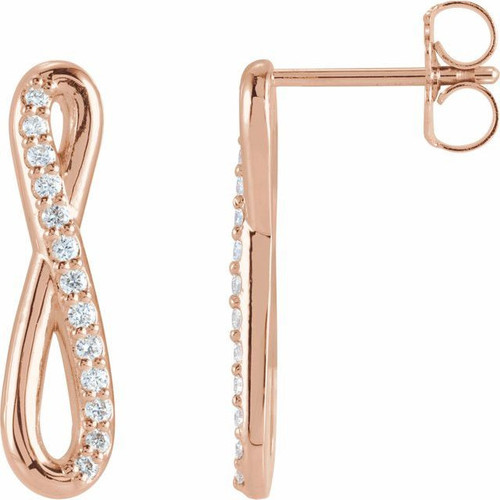 14 Karat Rose Gold 0.13 Carat Diamond Infinity Inspired Earrings