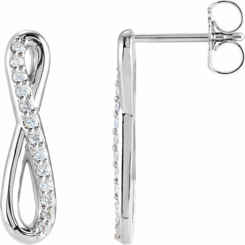 Platinum 0.13 Carat Diamond Infinity Inspired Earrings