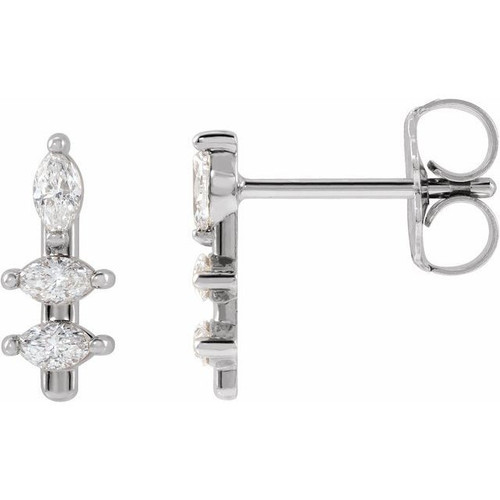 Platinum 0.20 Carat Diamond Bar Earrings