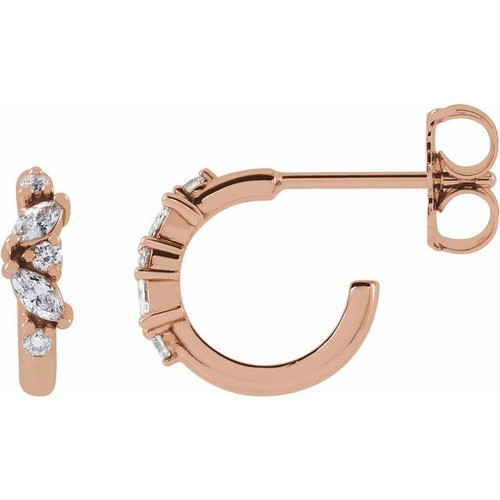 14 Karat Rose Gold 0.20 Carat Diamond Hoop Earrings