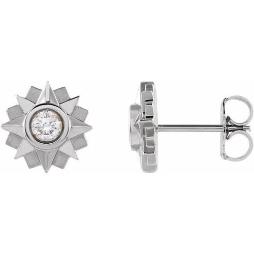 Sterling Silver 0.33 Carat Diamond Sun Earrings