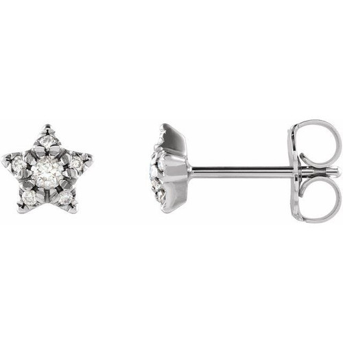 Platinum 0.10 Carat Diamond Star Earrings