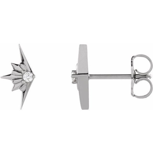 14 Karat White Gold .03 Carat Diamond Starburst Earrings