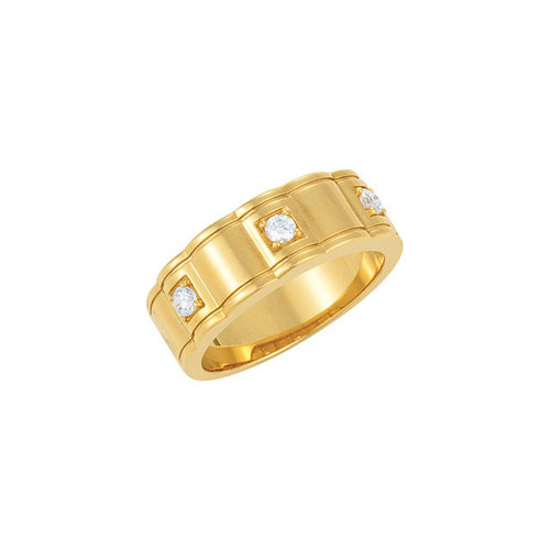 Diamond Ring in 14 Karat Yellow Gold 0.25 Carat Diamond Mens 3 Stone Ring