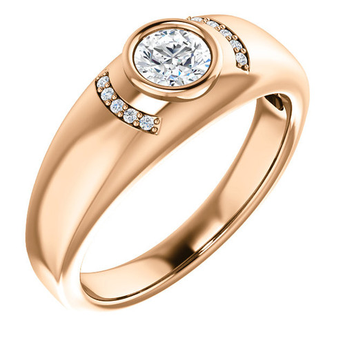 Buy 14 Karat Rose Gold 0.50 Carat Diamond Mens Bezel Ring