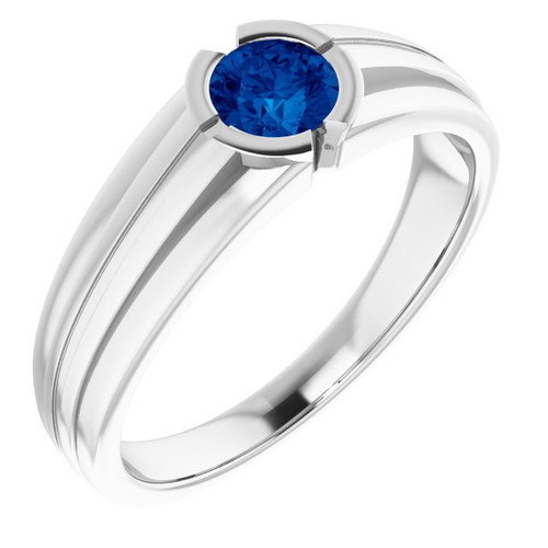 Lab Blue Sapphire set 14 Karat White Gold Lab Created Sapphire