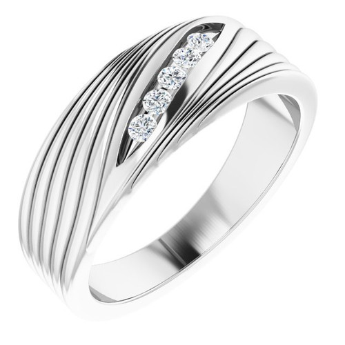 Genuine Diamond set in 14 Karat White Gold 0.17 Carat Diamond Mens Ring