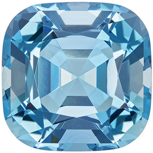 Genuine Aquamarine - Cushion Cut - Rich Sky Blue - 14.05 carats - 15.3mm