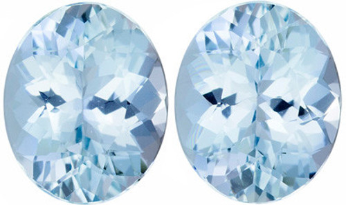 Matching Gemstone Pair - Brilliant Aquamarine - Oval Cut - Intense Medium Blue - 6.64 carats - 11 x 9mm