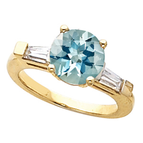 Low Price on Blue 1.00 Carat 6.5mm Aquamarine Gemstone Engagement Ring
