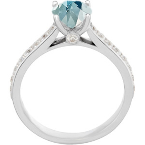 1.00 Carat 6.5mm Low Price on Blue Aquamarine Round Solitaire Engagement Ring