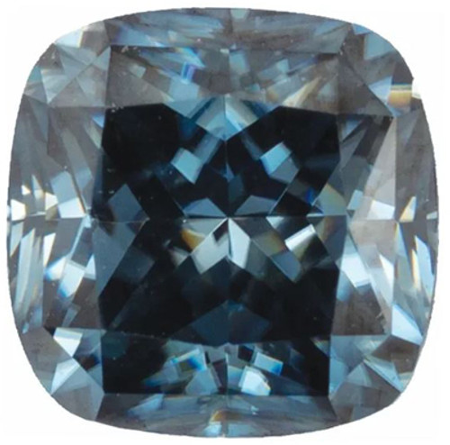 Blue Moissanite Gemstone in Cushion Cut