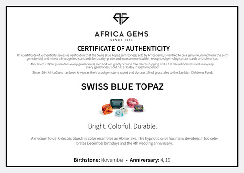 Antique Cushion Genuine Swiss Blue Topaz in Grade AAA