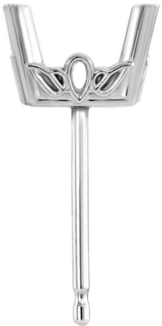 Scroll Style Earring Mounting for Emerald Gemstone Size 5 x 3mm to 14 x 10mm