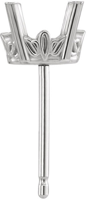 Scroll 4Prong Earring Mounting for Oval Gemstone Size 5 x 3mm to 12 x 10mm