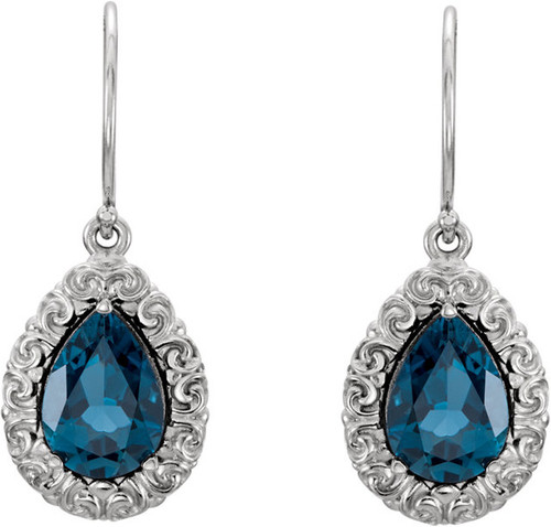 Wire Back Sculptural Style Earring Mounting for Pear Gemstone Size 10 x 7mm