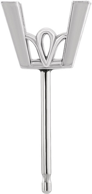 Scroll Style VProng Earring Mounting for Square Gemstone Size 3mm to 10mm