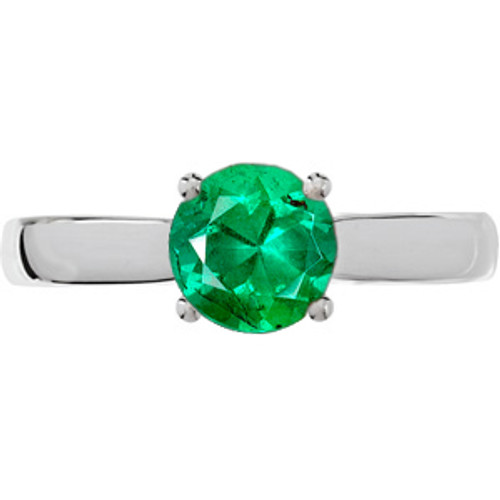 Real 4-Prong Round Solitaire  Low Price on GEM 1.00 Carat 6mm Emerald Engagement Ring