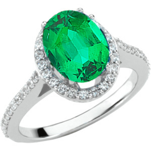 Quality Diamond Ring Mounting set with 1.30 carat  GEM Grade 8x6mm  Emerald Gemstone on SALE