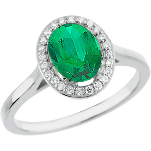 Low Price on 1.00 Carat 7.00 x 5.00 mm GEM  Columbian Emerald set in White Gold Designer Ring for SALE