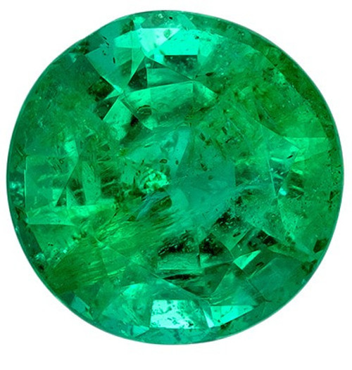 Round Cut Green Emerald - 0.6 carats - 5.5mm - Faceted Loose Gemstone