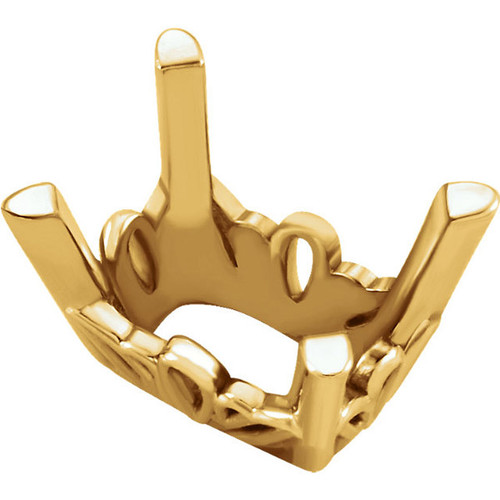Detailed 14kt Gold 4Prong Scroll Jewelry Finding for Emerald Gemstone Size 5 x 3mm to 25 x 18mm
