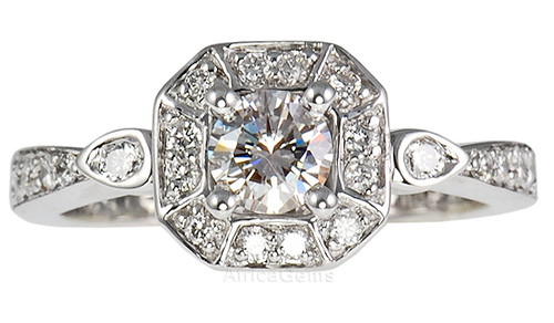 Impressive 0.41 Carat 4.79 mm G VVS1 Diamond set in Diamond Pave Gold Ring