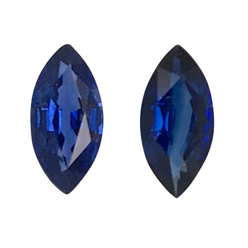 Well Matched Blue Sapphire Gem Pair - Marquise Cut - 1.11 carats - 8 x 4 mm - Blue Color