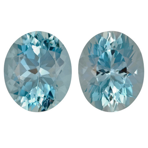 Super Gem Aquamarine - Oval Cut - Matched Gem Pair - 9.39 carats - 12.10 x 10.30mm