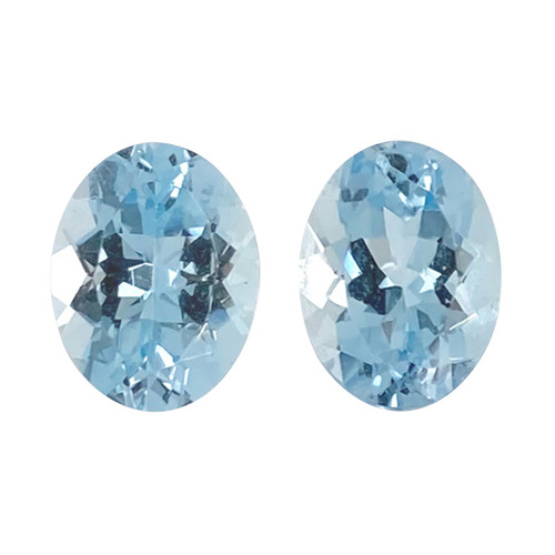 Matched Gem Pair - Aquamarine - Oval Cut - 2.28 carats - 8 x 6mm