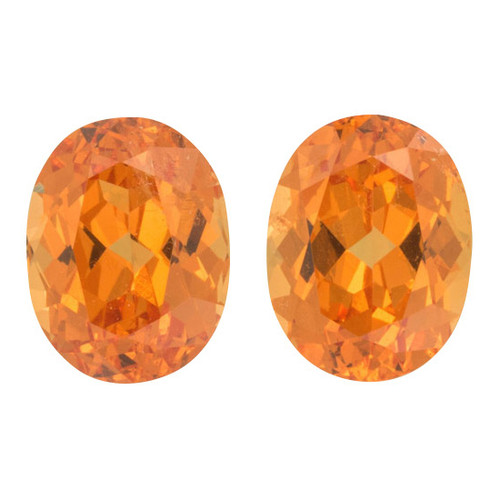 Well Matched Spessartite Garnet Gem Pair - Oval Cut - Orange Color - 3.86 carats - 8 x 6.20mm