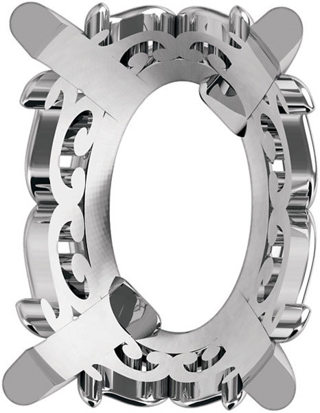 Beautiful 14kt White Gold Vintage Style 4Prong Scroll Jewelry Finding for Oval Gemstone Size 8 x 6mm to 25 x 20mm