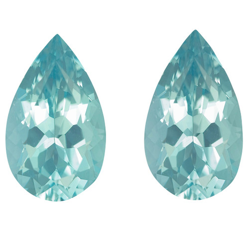 Well Matched Pear Cut Aquamarine Gem Pair - 12.02 carats - 16.70 x 10mm - No Heat