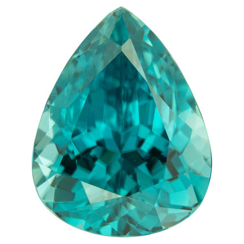 Blue Zircon Gem in Pear Cut, 9.62 carats, 13.86 x 10.75 mm, Blue Color