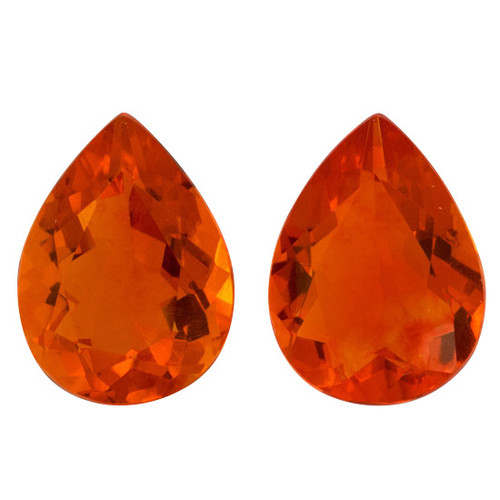 Well Matched Fire Opal Gem Pair - Pear Cut - Orange Color - 3.37 carats - 10.50 x 8mm