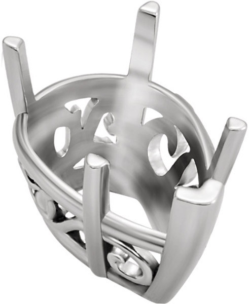 Pretty Floral 14kt Gold 5Prong VEnd Laurel Scroll Jewelry Finding for Pear Gemstone Size 12 x 8mm to 20 x 12mm