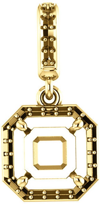 Dangle Halo Accented Pendant Mounting for Asscher Gemstone Size 5mm to 7mm