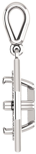 Solitaire Accented Pendant Mounting for Asscher Gemstone Size 5mm to 10mm