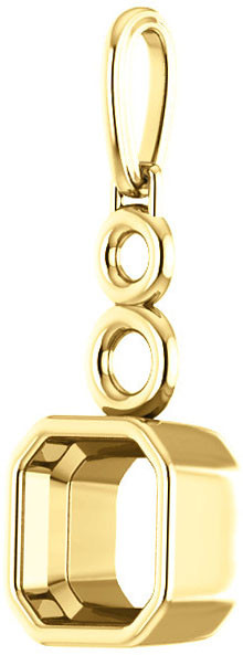 Double Open Circle Decorated Bezel Set Soiltaire Pendant Mounting for Asscher Gemstone Size 5mm to 10mm