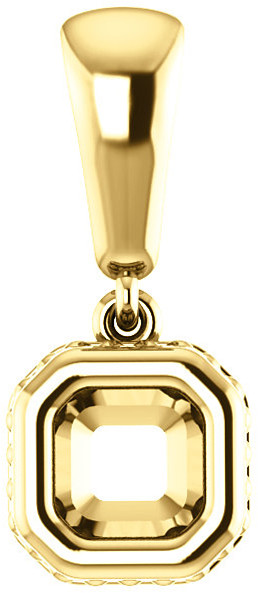 Bezel Set Soiltaire Pendant Mounting for Asscher Gemstone Size 5mm to 10mm