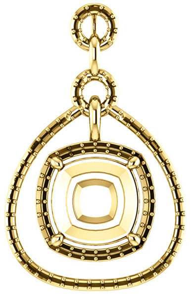 Tear DropStyled Pendant Mounting with Articulated Dangle for Cushion Gemstone Size 5mm to 10mm