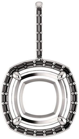 Halo Accented Pendant Mounting for Cushion Gemstone Size 5mm to 10mm