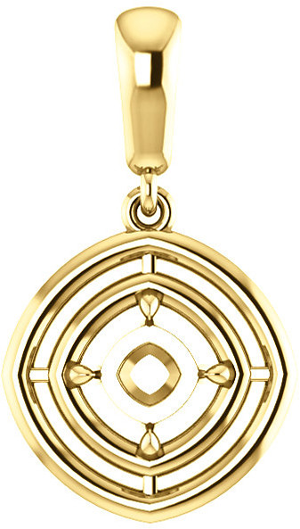Double Framed Dangle Soiltaire Pendant Mounting for Cushion Gemstone Size 5mm to 15mm
