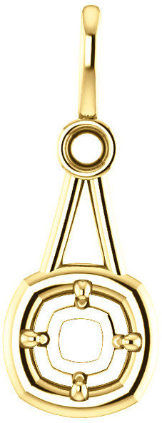 Accented Pendant Mounting for Cushion Gemstone Size 5mm to 15mm