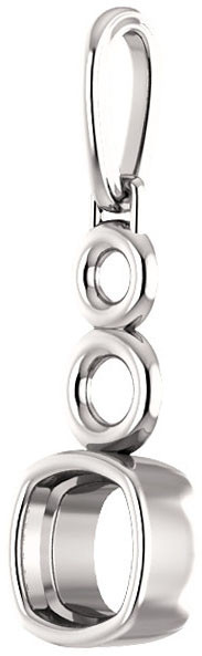 Double Open Circle Decorated Bezel Set Soiltaire Pendant Mounting for Cushion Gemstone Size 5mm to 15mm