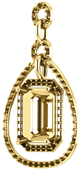 Tear DropStyled Pendant Mounting with Articulated Dangle for Emerald Gemstone Size 6 x 4mm to 12 x 10mm