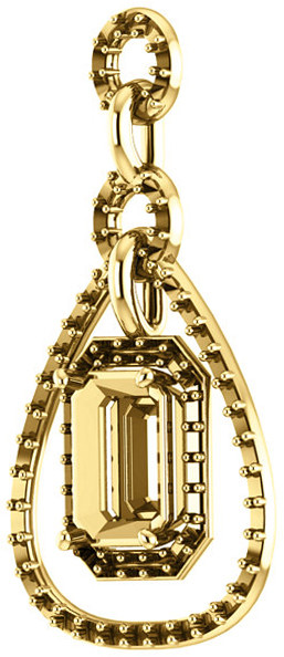 Tear DropStyled Pendant Mounting with Articulated Dangle for Emerald Gemstone Size 6 x 4mm to 12 x 10mm