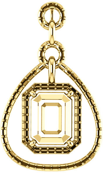 Tear DropStyled Pendant Mounting with Articulated Dangle for Emerald Gemstone Size 6 x 4mm to 12 x 10mm